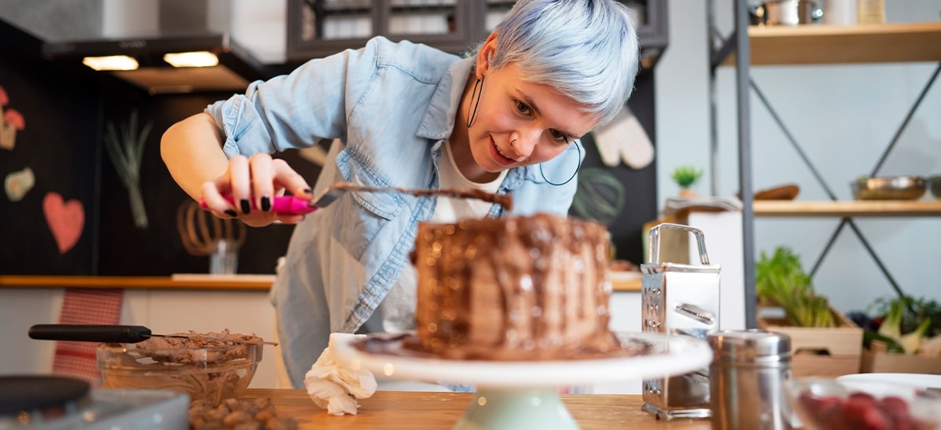 A three-layered cake